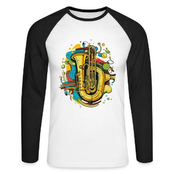 Tuba Cartoon Look - T-shirt baseball manches longues Homme - blanc/noir - Devant - Nik (191cm)