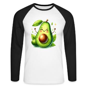 Avocado Funny Positive Optimism Gift - Unisex Long Sleeve Baseball T-Shirt - white/black - Front - Nik (191cm)