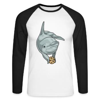 Dolphin Cookie - Unisex Long Sleeve Baseball T-Shirt - white/black - Front - Nik (191cm)
