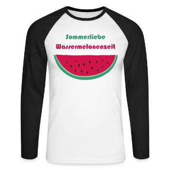 Summer Love Watermelon Time - Unisex Long Sleeve Baseball T-Shirt - white/black - Front - Nik (191cm)