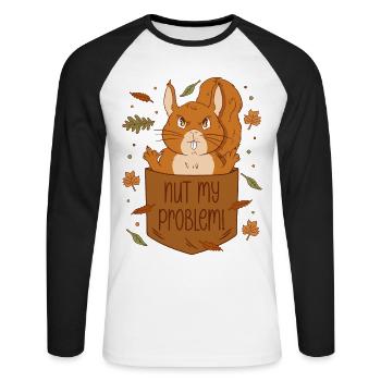 Eichhörnchen Brusttasche - Nut my problem - Unisex Baseballshirt langarm - Weiß/Schwarz - Vorne - Nik (191cm)