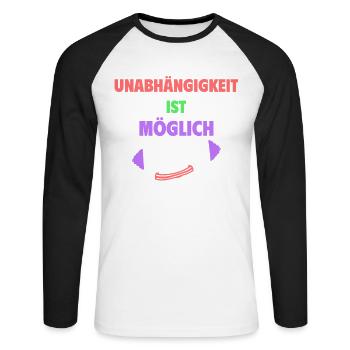 L’indépendance est possible - T-shirt baseball manches longues Homme - blanc/noir - Devant - Nik (191cm)