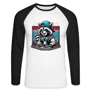 Wachbär DJ DJane Geschenk - Unisex Baseballshirt langarm - Weiß/Schwarz - Vorne - Nik (191cm)