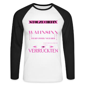 Ich bin eine stolze Chefin von einer Truppe - Unisex Baseballshirt langarm - Weiß/Schwarz - Vorne - Nik (191cm)