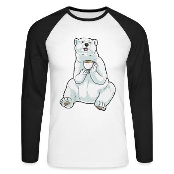 Tasse à café ours polaire - T-shirt baseball manches longues Homme - blanc/noir - Devant - Nik (191cm)