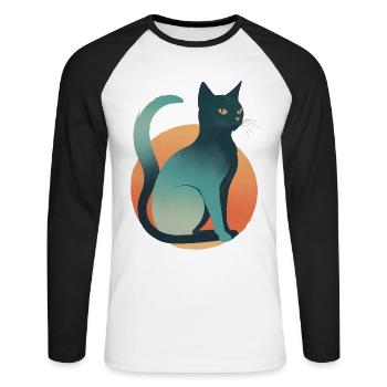 Dunkle Katze - Unisex Baseballshirt langarm - Weiß/Schwarz - Vorne - Nik (191cm)