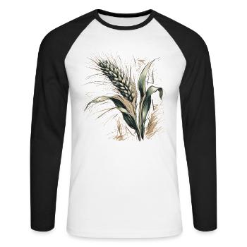 An ear of wheat - Unisex Long Sleeve Baseball T-Shirt - white/black - Front - Nik (191cm)