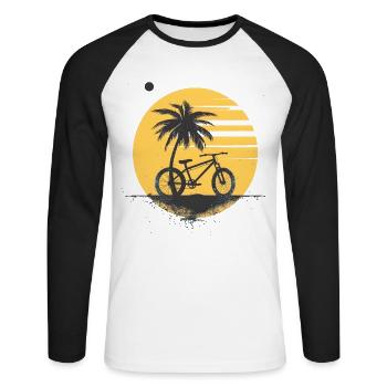 Retro Radfahrer - Unisex Baseballshirt langarm - Weiß/Schwarz - Vorne - Nik (191cm)
