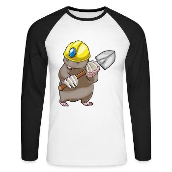 Mineur de taupe Exploitation minière à la pelle - T-shirt baseball manches longues Homme - blanc/noir - Devant - Nik (191cm)
