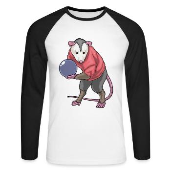 Beutelratte Bowling Bowlingkugel - Unisex Baseballshirt langarm - Weiß/Schwarz - Vorne - Nik (191cm)