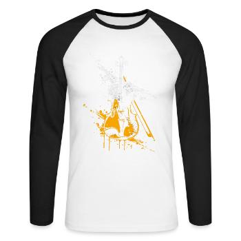 Graffiti de violon - T-shirt baseball manches longues Homme - blanc/noir - Devant - Nik (191cm)