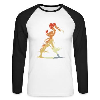 Vintage Kickboxer - T-shirt baseball manches longues Homme - blanc/noir - Devant - Nik (191cm)
