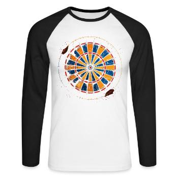 Dartboard Drawing - Unisex Long Sleeve Baseball T-Shirt - white/black - Front - Nik (191cm)
