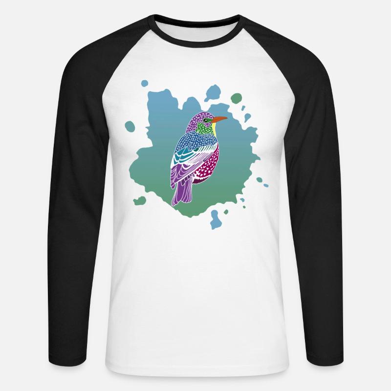 Traum von einem Vogel - Unisex Baseballshirt langarm - Weiß/Schwarz