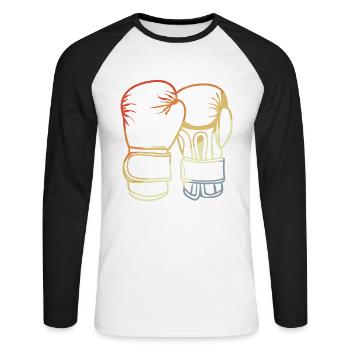 Vintage Boxing Gloves - Unisex Long Sleeve Baseball T-Shirt - white/black - Front - Nik (191cm)
