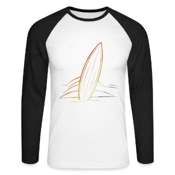Surfbrett - Unisex Baseballshirt langarm - Weiß/Schwarz - Vorne - Nik (191cm)
