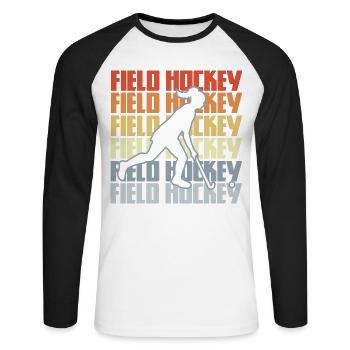 Vintage Hockey - T-shirt baseball manches longues Homme - blanc/noir - Devant - Nik (191cm)