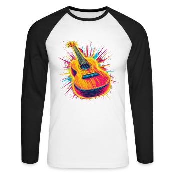 Ukulele Retrowave - Unisex Baseballshirt langarm - Weiß/Schwarz - Vorne - Nik (191cm)