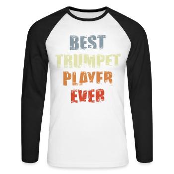 Bester Trompetenspieler - Unisex Baseballshirt langarm - Weiß/Schwarz - Vorne - Nik (191cm)