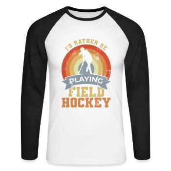 Field Hockey Quote - Unisex Long Sleeve Baseball T-Shirt - white/black - Front - Nik (191cm)