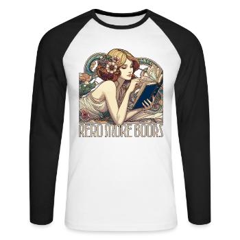 Read More Books Art Nouveau Woman Book Gift - Unisex Long Sleeve Baseball T-Shirt - white/black - Front - Nik (191cm)