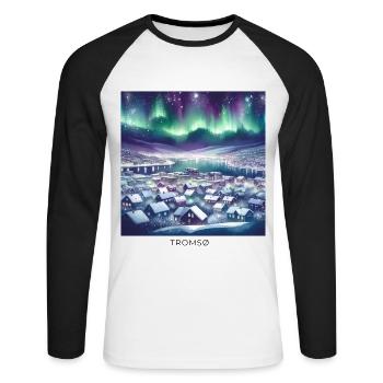 Tromsø Winter Landscape Scandinavia Norway - Unisex Long Sleeve Baseball T-Shirt - white/black - Front - Nik (191cm)