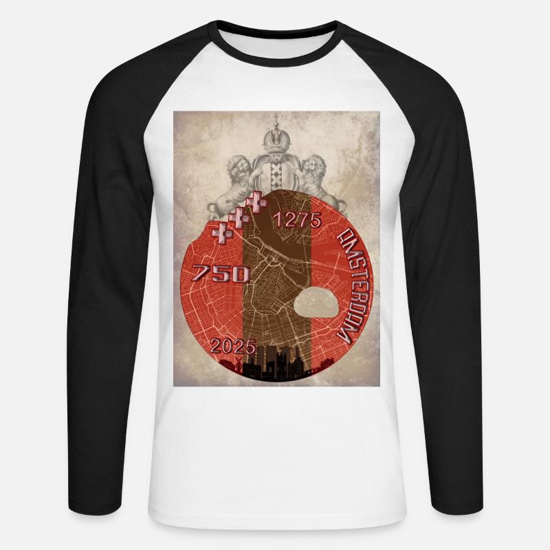 Amsterdam 750 Hemd Design - Unisex Baseballshirt langarm - Weiß/Schwarz