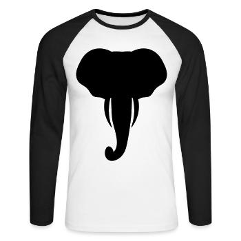 Cool Elephant Head Gift - Unisex Long Sleeve Baseball T-Shirt - white/black - Front - Nik (191cm)