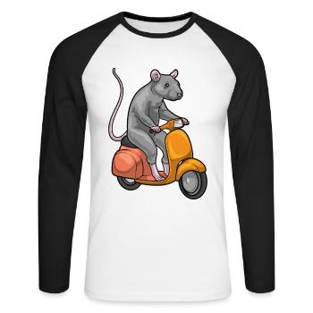 Trottinette Rat - T-shirt baseball manches longues Homme - blanc/noir - Devant - Nik (191cm)