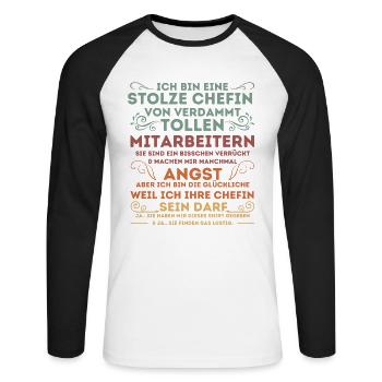 STOLZE CHEFIN VON VERDAMMT TOLLEN MITARBEITERN - Unisex Baseballshirt langarm - Weiß/Schwarz - Vorne - Nik (191cm)