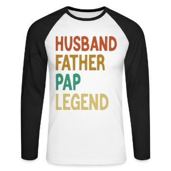 Husband Father Papa Legend Father's Day - Unisex Long Sleeve Baseball T-Shirt - white/black - Front - Nik (191cm)