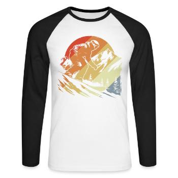 Snowboarder Vintage Look - Unisex Baseballshirt langarm - Weiß/Schwarz - Vorne - Nik (191cm)
