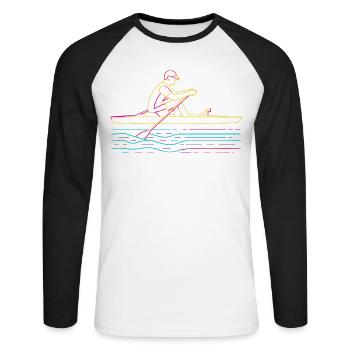 Rudern Steamwave - Unisex Baseballshirt langarm - Weiß/Schwarz - Vorne - Nik (191cm)