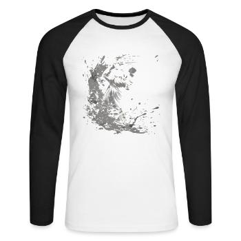 Golfer Zeichnung - Unisex Baseballshirt langarm - Weiß/Schwarz - Vorne - Nik (191cm)