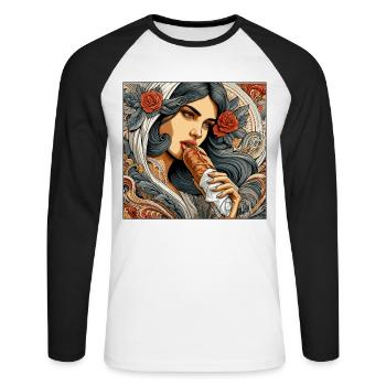 Dürüm Yufka Doner Kebab Gift - Unisex Long Sleeve Baseball T-Shirt - white/black - Front - Nik (191cm)