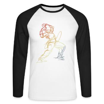 Breakdancer Sketch - Unisex Long Sleeve Baseball T-Shirt - white/black - Front - Nik (191cm)