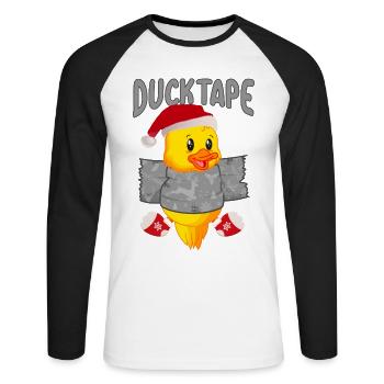 Ruban adhésif de Noël | Canetons avec du ruban adhésif - T-shirt baseball manches longues Homme - blanc/noir - Devant - Nik (191cm)