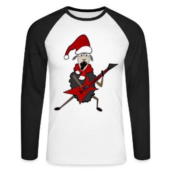 Hard Rock à Noël - T-shirt baseball manches longues Homme - blanc/noir - Devant - Nik (191cm)