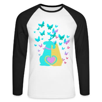 Frühling Hund Katze Herz - Unisex Baseballshirt langarm - Weiß/Schwarz - Vorne - Nik (191cm)