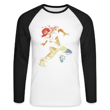 Vintage B-Girl - Unisex Baseballshirt langarm - Weiß/Schwarz - Vorne - Nik (191cm)