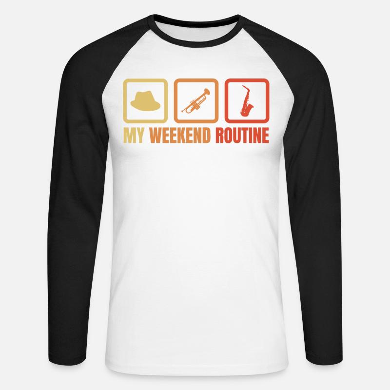 Trompeter Wochenendroutine - Unisex Baseballshirt langarm - Weiß/Schwarz