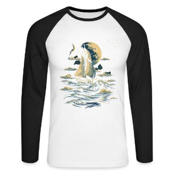 Graphic Sailing - Unisex Long Sleeve Baseball T-Shirt - white/black - Front - Nik (191cm)