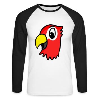 Papagei Kopf - Unisex Baseballshirt langarm - Weiß/Schwarz - Vorne - Nik (191cm)