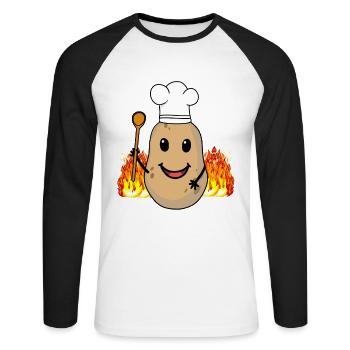 Kartoffel Kartoffeln Koch Köche Köchin Gastgeber - Unisex Baseballshirt langarm - Weiß/Schwarz - Vorne - Nik (191cm)