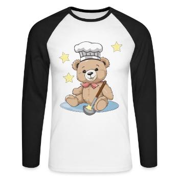 Teddy Star Cook Cooks Cook Cooking - Unisex Long Sleeve Baseball T-Shirt - white/black - Front - Nik (191cm)