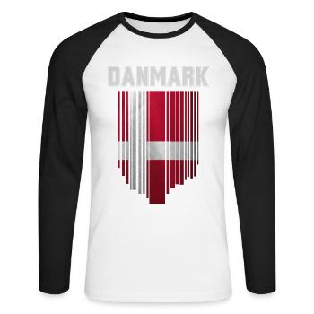 Flag of Denmark, Danish pride - Unisex Long Sleeve Baseball T-Shirt - white/black - Front - Nik (191cm)
