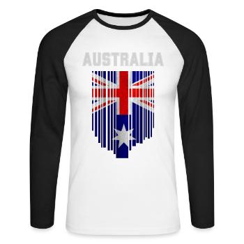 Australian flag, Australian pride - Unisex Long Sleeve Baseball T-Shirt - white/black - Front - Nik (191cm)