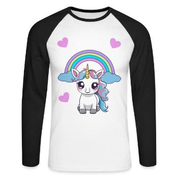 Unicorno Unicorni Bambino Bambini Bambino Bambino Cuore - Maglia da baseball a manica lunga da uomo - bianco/nero - Fronte - Nik (191cm)