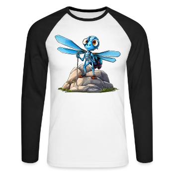 Libellule Mountaineer / Randonnée Libellules - T-shirt baseball manches longues Homme - blanc/noir - Devant - Nik (191cm)