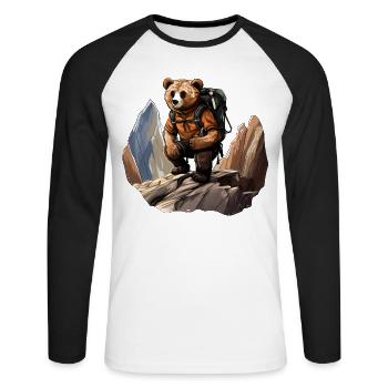 Ours Alpinistes / Randonnée Ours - T-shirt baseball manches longues Homme - blanc/noir - Devant - Nik (191cm)